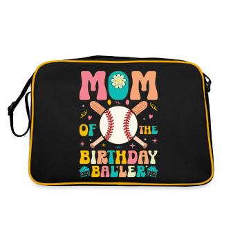 Mother's Birthday Baller Groovy Baseball Base - Retro Bag - black/gold - Back