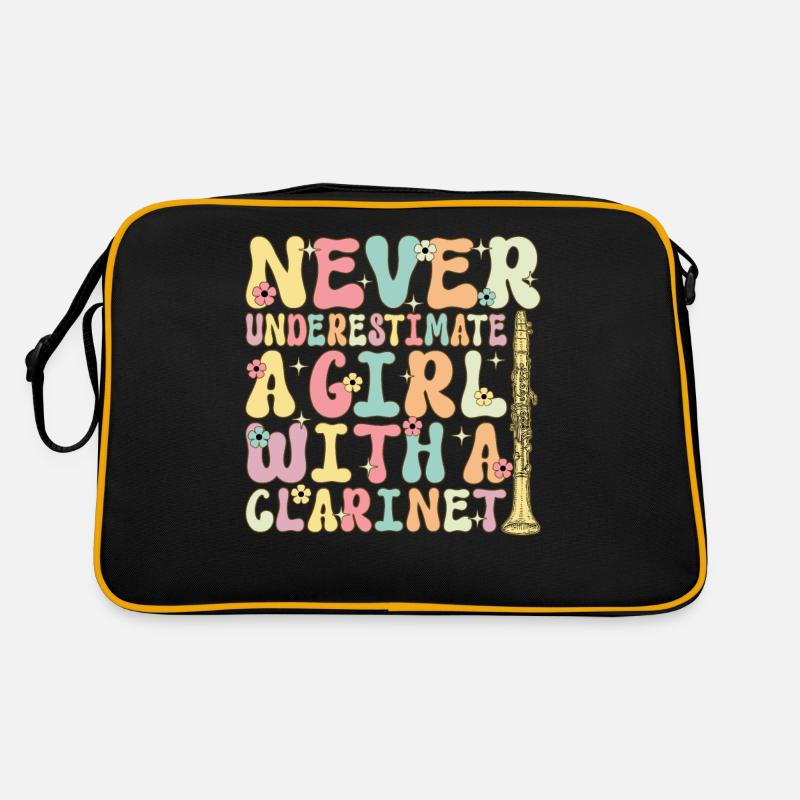 Ein Mädchen mit einer Klarinette Groovy Clarinetis Retro Tasche