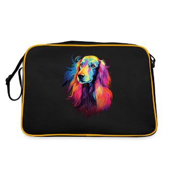 Aquarelle Chien Afghan coloré - Sac Retro - noir/or - Dos