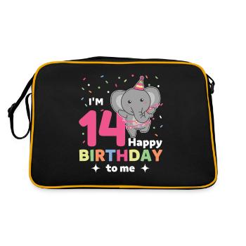 Eléphant pour les 14 ans pour les enfants de quatorze ans - Sac Retro - noir/or - Dos