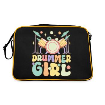 Drummer Girl Groovy Drumming Musician Drum Lover - Retro Bag - black/gold - Back