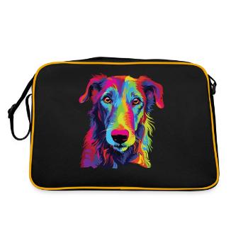 Watercolor Colorful Scottish Deerhound - Retro Bag - black/gold - Back
