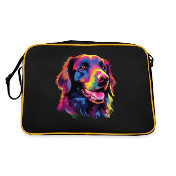Watercolor Colorful Flat Coated Retriever - Retro Bag - black/gold - Back
