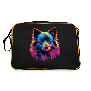Wasserfarben Farbenfroher Schipperke - Retro Tasche - Schwarz/Gold - Hinten