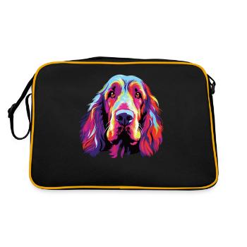 Wasserfarben Farbenfroher Spinone Italiano - Retro Tasche - Schwarz/Gold - Hinten