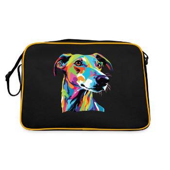 Wasserfarben Farbenfroher Greyhound - Retro Tasche - Schwarz/Gold - Hinten