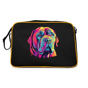 Wasserfarben Farbenfroher Mastino Napoletano - Retro Tasche - Schwarz/Gold - Hinten
