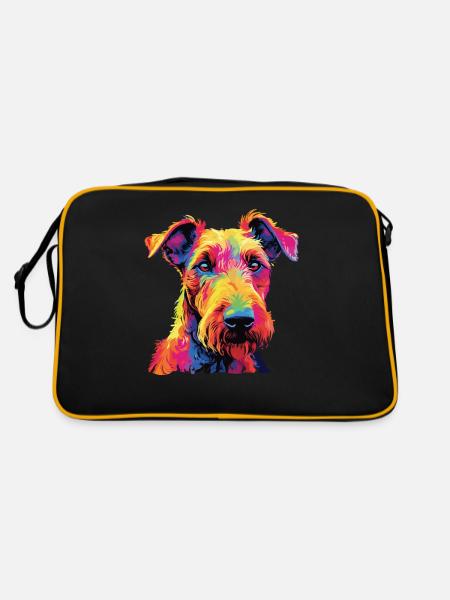 Watercolor Colorful Irish Terrier - Retro Bag - black/gold - Back