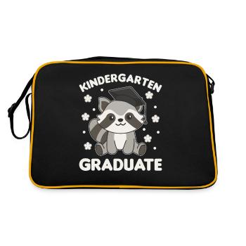Kids Kindergarten graduate Waschbär Graduation - Retro Tasche - Schwarz/Gold - Hinten
