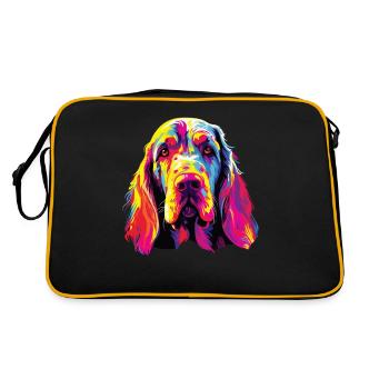 Wasserfarben Farbenfroher Spinone Italiano - Retro Tasche - Schwarz/Gold - Hinten