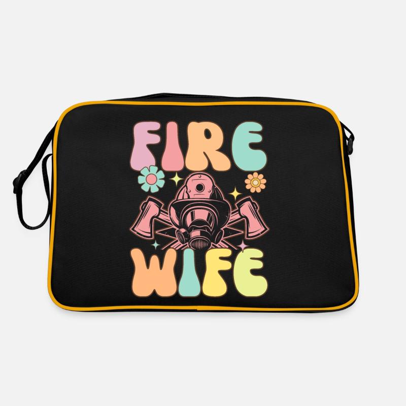 Feuer Ehefrau Groovy Feuerwehrmann Feuerwehrfrau Retro Tasche