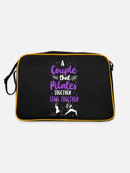 Pilates Instructor Teacher Couple - Retro Tasche - Schwarz/Gold - Hinten