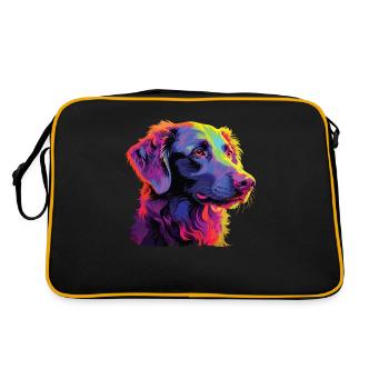 Wasserfarben Farbenfroher Curly Coated Retriever - Retro Tasche - Schwarz/Gold - Hinten