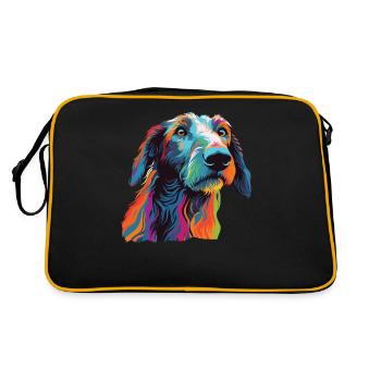 Watercolor Colorful Scottish Deerhound - Retro Bag - black/gold - Back