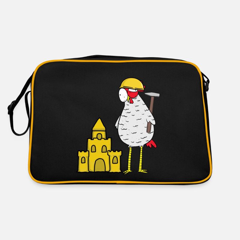 Artisan Poulet Château De Sable Construction Construction Construction Constructeur Sac Retro
