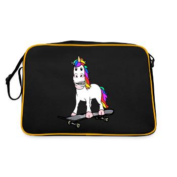 Licorne Skater Skateboard Ados Enfant - Sac Retro - noir/or - Dos