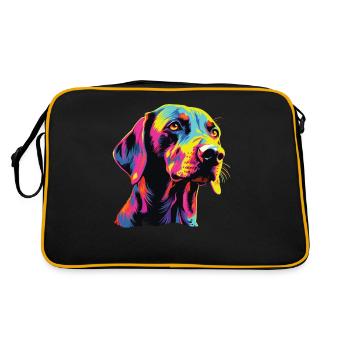 Watercolor Colorful Finnish Hound - Retro Bag - black/gold - Back