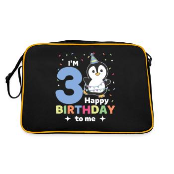 Penguin for 3rd birthday children three years old - Retro Bag - black/gold - Back