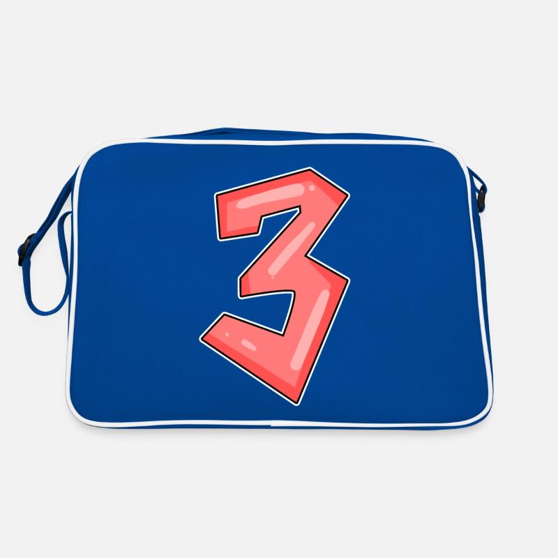 Three - 3 - Number 3 - Number 3 Retro Bag