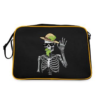 Skelett Gärtner Trauben Gärtnern Mime Hobbygärtner - Retro Tasche - Schwarz/Gold - Hinten