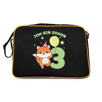 J’ai déjà 3 enfants d’anniversaire de renards - Sac Retro - noir/or - Dos