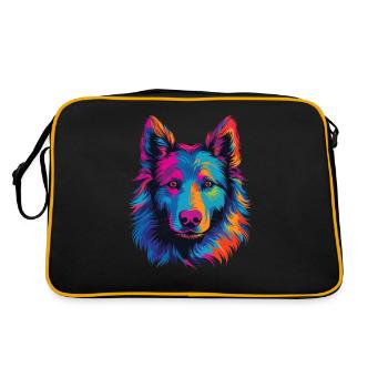Aquarelle coloré chien de berger belge - Sac Retro - noir/or - Dos