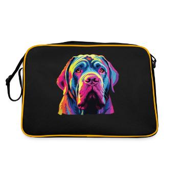 Wasserfarben Farbenfroher Mastino Napoletano - Retro Tasche - Schwarz/Gold - Hinten