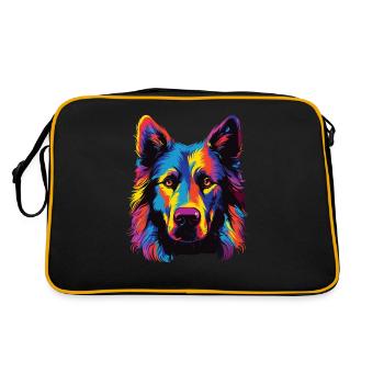 Aquarelle coloré chien de berger belge - Sac Retro - noir/or - Dos