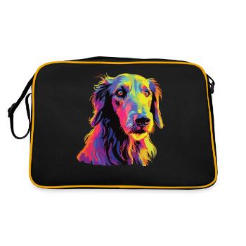 Watercolor Colorful Scottish Deerhound - Retro Bag - black/gold - Back