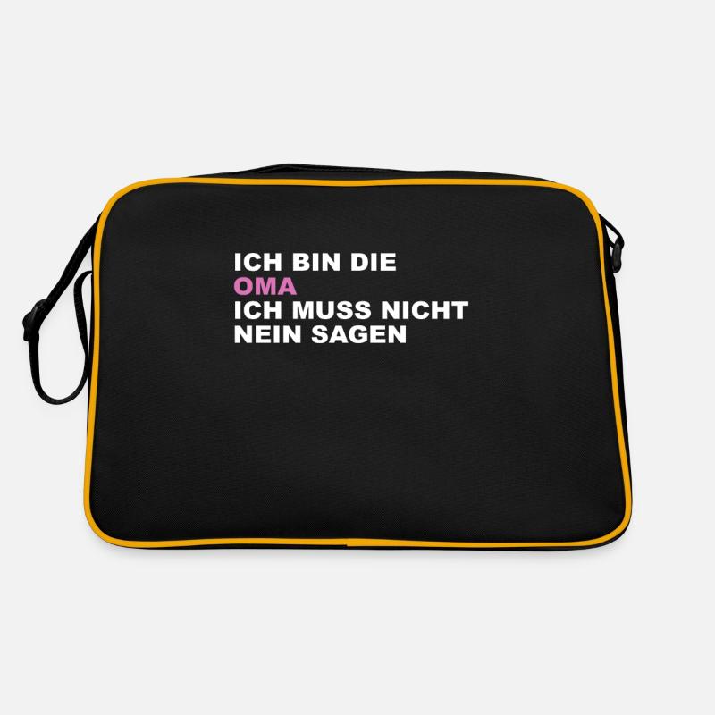 Oma Spruch - Retro Tasche - Schwarz/Gold