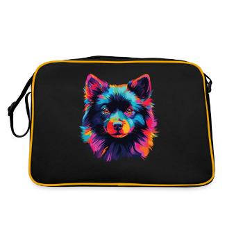 Wasserfarben Farbenfroher Schipperke - Retro Tasche - Schwarz/Gold - Hinten