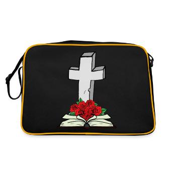 Cross Bible Book Jesus God Resurrection Death - Retro Bag - black/gold - Back