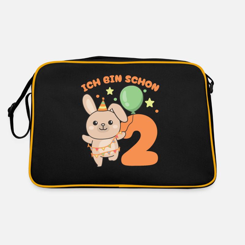 Ich bin schon 2 Hasen Geburtstags Kinder Retro Tasche
