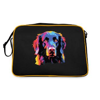 Watercolor Colorful Flat Coated Retriever - Retro Bag - black/gold - Back