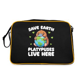 Save the Earth Platypuses Live Here Earth Day - Retro Bag - black/gold - Back