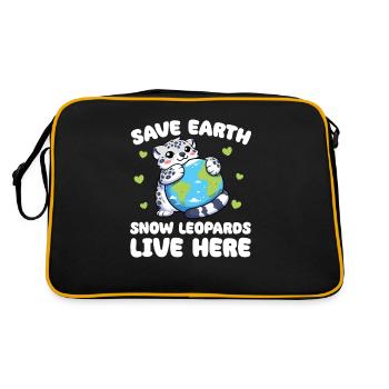Save the Earth Snow Leopards Live Here Earth - Retro Bag - black/gold - Back