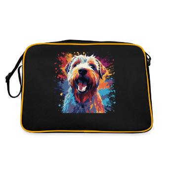 Wasserfarben Farbenfroher Irish Soft Coated - Retro Tasche - Schwarz/Gold - Hinten