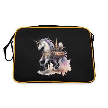 EinhornTechnik Maschine Einhörner Pferd - Retro Tasche - Schwarz/Gold - Hinten
