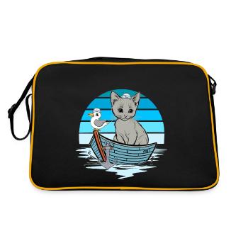 Chaton, Mouette, Marin, Marin, Bateau - Sac Retro - noir/or - Dos