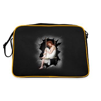 Girl Emotions Feelings Depression Grief - Retro Bag - black/gold - Back