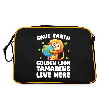 Save the Earth Golden lion tamarins live here - Retro Bag - black/gold - Back
