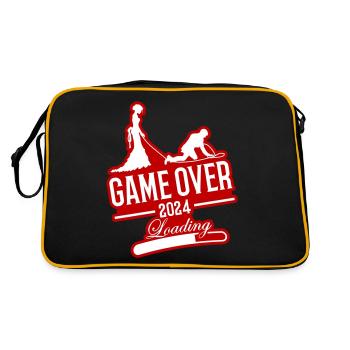 Hochzeit Loading 2024 Game Over - Retro Tasche - Schwarz/Gold - Hinten