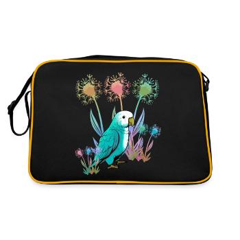 Nature, Fleurs, Perroquet, Oiseau, Nature Sauvage - Sac Retro - noir/or - Dos