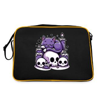 Kawaii Pastel Goth Mignon Chat Effrayant Bougies - Sac Retro - noir/or - Dos