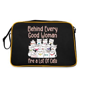 Behind Every Good Woman Are A Lot Of Cats - Sac Retro - noir/or - Dos
