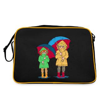 Fille, Frère Ou Sœur, Soeur, Parapluie - Sac Retro - noir/or - Dos