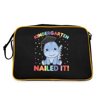 Kids Kindergarten nailed it Dino Graduation - Retro Tasche - Schwarz/Gold - Hinten