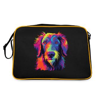 Watercolor Colorful Scottish Deerhound - Retro Bag - black/gold - Back