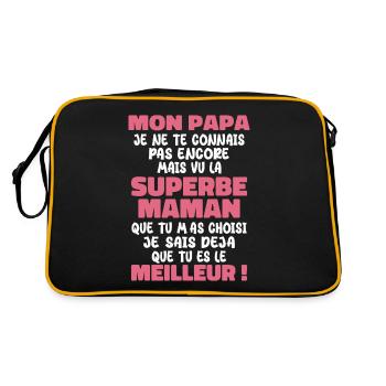 Pregnancy Announcement Gift Future Dad Future Mom - Retro Bag - black/gold - Back