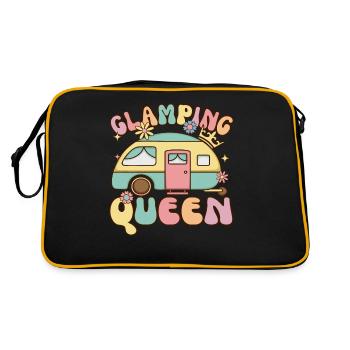 Glamping Queen Groovy Female Glamper Camping - Retro Tasche - Schwarz/Gold - Hinten